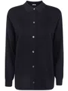 Aspesi Button-front Long-sleeve Knit Top In Black