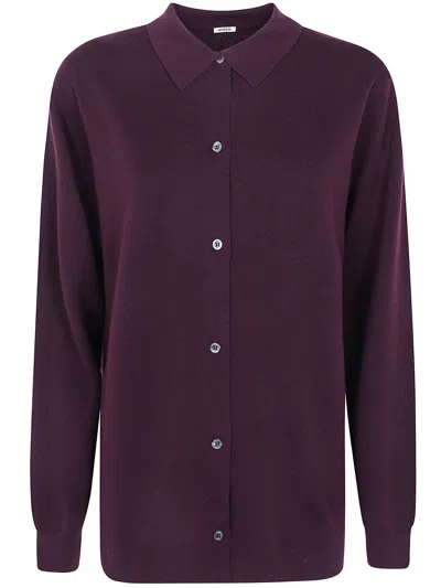 Aspesi Single-breasted Long-sleeve Knit Top In Purple