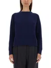 Aspesi Ribbed Wool Jersey With Modern Cropped Silhouette In Blue