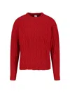 Aspesi Cable-knit Crew-neck Sweater In Red