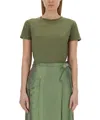Aspesi Cotton T-shirt With Side Pocket And Tie Waist In Green