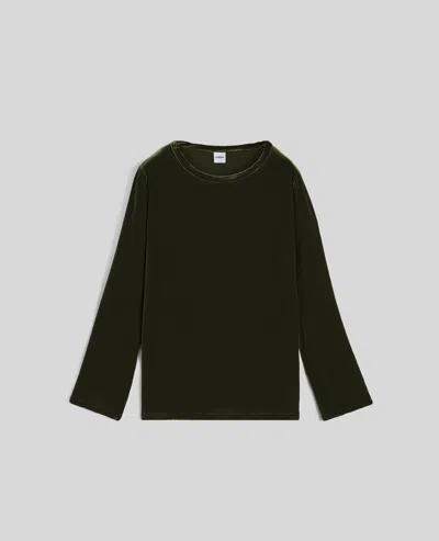 Aspesi T-shirt A Maniche Lunghe In Velluto Di Seta - Militare