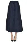 Aspesi Taffetà Wide Skirt In Navy Blue