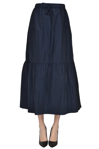Aspesi Taffetà Wide Skirt In Navy Blue