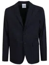Aspesi Tailored Black Polyamide Jacket With Notched Lapel In Blue
