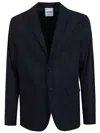 Aspesi Tailored Black Polyamide Jacket With Notched Lapel In Blue