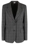Aspesi Check-pattern Blazer In Gray