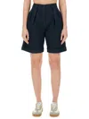 Aspesi Tailored High-waisted Cotton-linen Shorts With Pleated Front