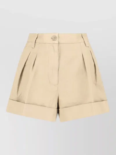 Aspesi Tailored Shorts Belt Loops Pleats Cuffed Hem