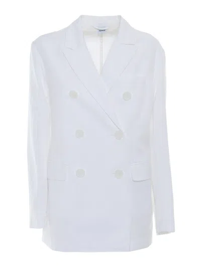 ASPESI TAILORED WHITE DOUBLE-BREASTED BLAZER WITH NOTCHED LAPEL