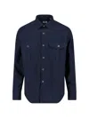 Aspesi Tailored White Shirt With Button-down Front And Pointed Collar In Blue
