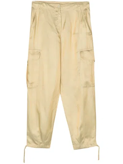 Aspesi Tapered Satin Cargo Trousers In Yellow