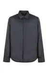 Aspesi Minimalist Black Cotton Shirt With Classic Collar In Blue