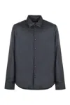 Aspesi Minimalist Black Cotton Shirt With Classic Collar In Blue