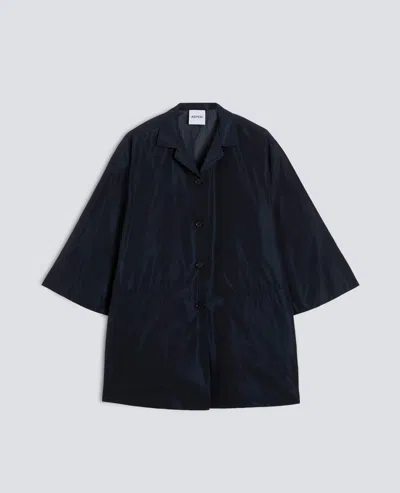 Aspesi Technical Taffeta Overcoat In Blue