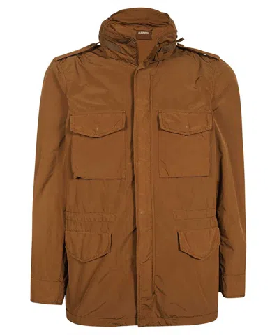 Aspesi Multi-pocket Field Jacket In Brown