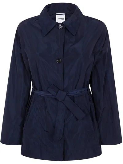 Aspesi Teria Belt Jacket In Blue