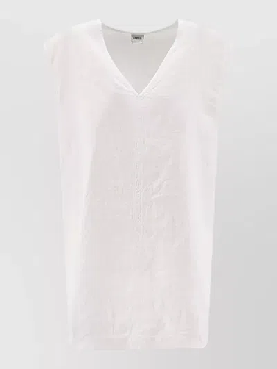 Aspesi Textured Cap Sleeve Top V Neckline In White