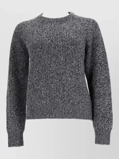 Aspesi Textured Crew Neck Lightweight Knitwear Sweater In Gray