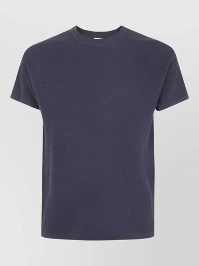 Aspesi Textured Crew Neck Short Sleeve T-shirt In Blue
