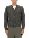 Aspesi Textured Grey Wool Cardigan In Gray