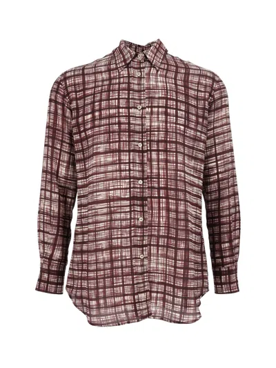 Aspesi Textured Silk Button-down Blouse In Pink