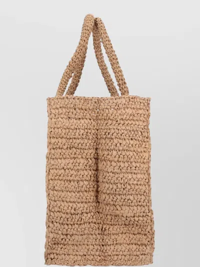 Aspesi Textured Weave Tote Bag In Brown