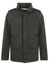 Aspesi Thermal-padded Dark Green Cotton Blend Jacket With Removable Hood In Green