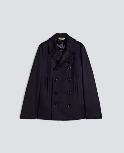 Aspesi Thermore-padded Wool And Alpaca Loden Pea Coat - Navy In Black
