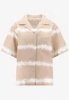 Aspesi Cotton Shirt With Printed Tie-dye Pattern In Neutral