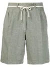 Aspesi Tie-waist Linen Shorts In Green