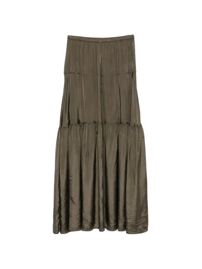 Aspesi Tiered Crinkled-finish Maxi Skirt In Black