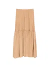 Aspesi Tiered Elasticated Skirt In Neutral