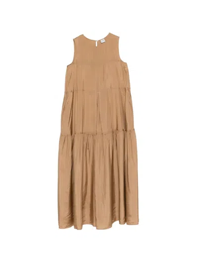 Aspesi Tiered Sleeveless Dress In Brown