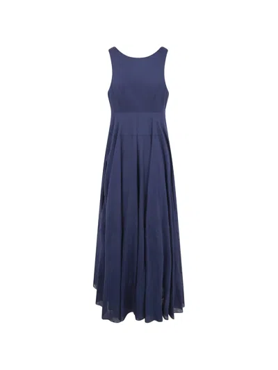 Aspesi Tiered Sleeveless Maxi Dress In Blue