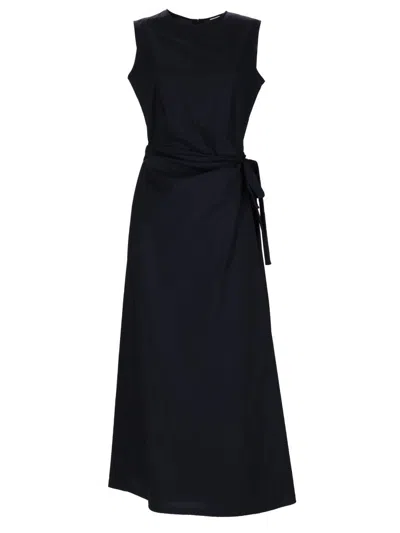 Aspesi Tie-waist Midi Dress In Blue