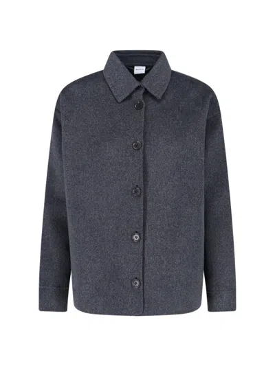 ASPESI TIMELESS GREY SHIRT WITH STRUCTURED COLLAR AND BUTTON-DOWN FRONT