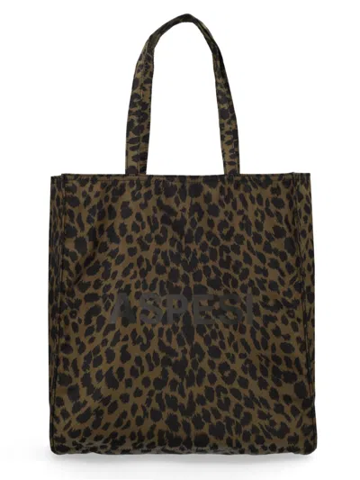 Aspesi Tote Bag With Logo In Animal Print