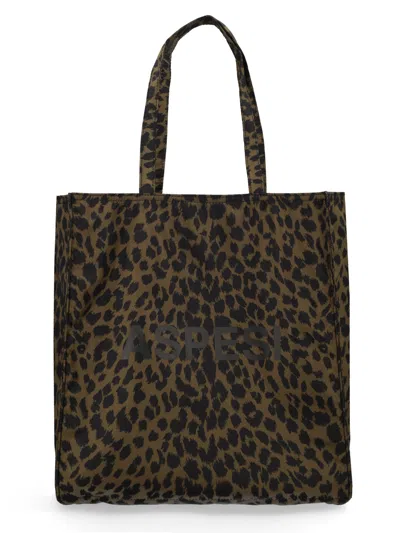 Aspesi Tote Bag With Logo In Animal Print