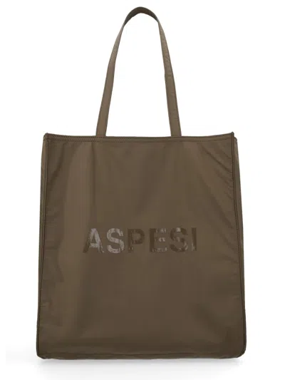 Aspesi Tote Bag With Logo In Green