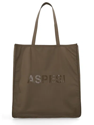 Aspesi Tote Bag With Logo In Green