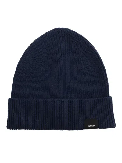 Aspesi Tricot Beanie In Blue