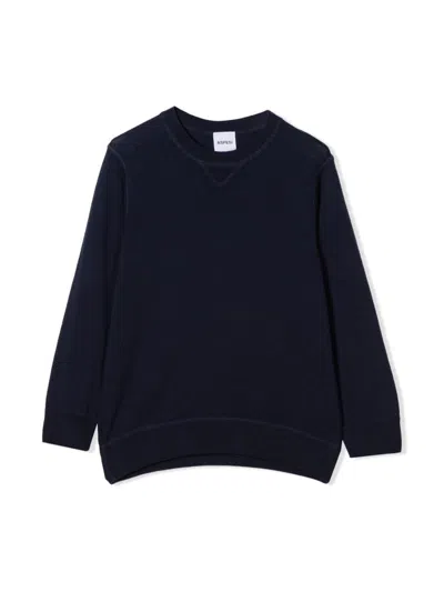 Aspesi Kids' Tricot Crew Neck Sweater In Blue