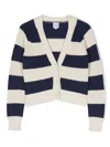 Aspesi Striped Tricot Knit Cardigan In Beige