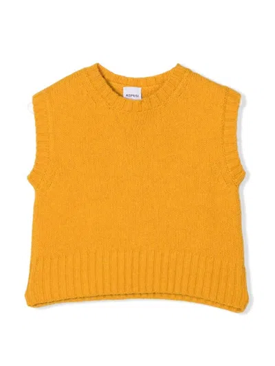 Aspesi Mini Tricot Vest For Girls In Yellow