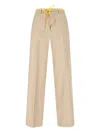 Aspesi Wide Leg Trousers Drawstring Detail In Neutral