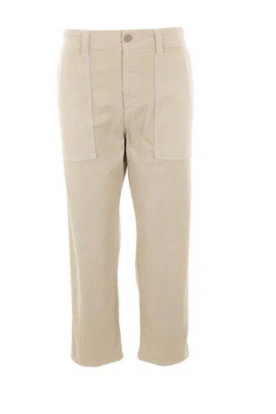 Aspesi Gabardine Cropped Trousers In Sasso