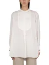 Aspesi Loose Fit Lightweight Mandarin Collar Tunic Shirt In White