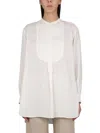 Aspesi Loose Fit Lightweight Mandarin Collar Tunic Shirt In Neutral