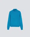 Aspesi Turtleneck Jumper In Wool, Yak And Cashmere Blend In Blue